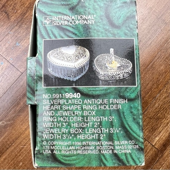 Silverplated Jewelry Box & Ring Holder Heart Shaped NIB International Silver Co. - Picture 12 of 13